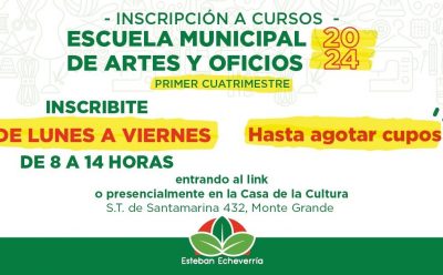 VACANTES DISPONIBLES PARA CURSOS DE LA ESCUELA MUNICIPAL DE ARTES Y OFICIOS