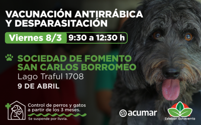 NUEVA JORNADA DE VACUNACIÓN ANTIRRÁBICA Y DESPARASITACIÓN EN 9 DE ABRIL