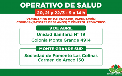 OPERATIVOS GRATUITOS DE VACUNACIÓN Y CONTROLES PEDIÁTRICOS