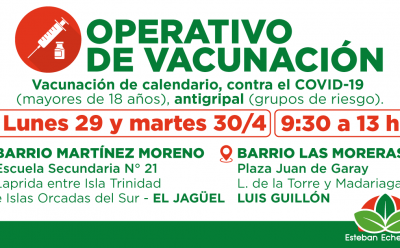 AVANZAN LOS OPERATIVOS GRATUITOS DE VACUNACIÓN EN EL DISTRITO