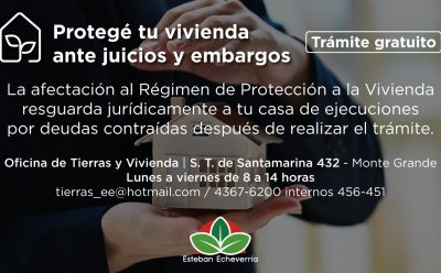 RÉGIMEN DE PROTECCIÓN DE LA VIVIENDA DE FORMA GRATUITA Y ONLINE EN ESTEBAN ECHEVERRÍA