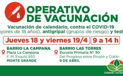 CONTINÚAN LOS OPERATIVOS GRATUITOS DE VACUNACIÓN EN EL DISTRITO