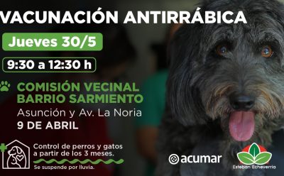 EL MUNICIPIO REALIZARÁ UN OPERATIVO DE VACUNACIÓN ANTIRRÁBICA EN 9 DE ABRIL