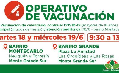 CONTINÚAN LOS OPERATIVOS GRATUITOS DE VACUNACIÓN EN ESTEBAN ECHEVERRÍA