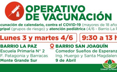 CONTINÚAN LOS OPERATIVOS GRATUITOS DE VACUNACIÓN EN ESTEBAN ECHEVERRÍA