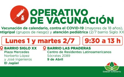 CONTINÚAN LOS OPERATIVOS GRATUITOS DE VACUNACIÓN EN ESTEBAN ECHEVERRÍA