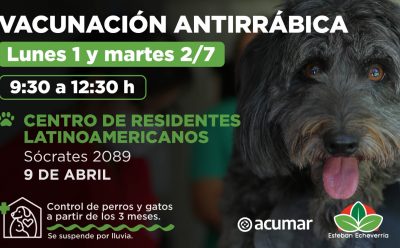 NUEVAS JORNADAS DE VACUNACIÓN ANTIRRÁBICA Y DESPARASITACIÓN EN 9 DE ABRIL