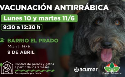 NUEVAS JORNADAS DE VACUNACIÓN ANTIRRÁBICA Y DESPARASITACIÓN EN 9 DE ABRIL