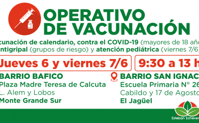 AVANZAN LOS OPERATIVOS GRATUITOS DE VACUNACIÓN EN EL DISTRITO