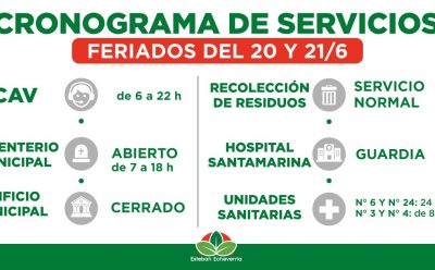 CRONOGRAMA DE SERVICIOS DURANTE LOS PRÓXIMOS FERIADOS