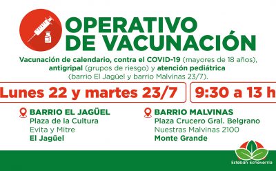 AVANZAN LOS OPERATIVOS GRATUITOS DE VACUNACIÓN EN ESTEBAN ECHEVERRÍA