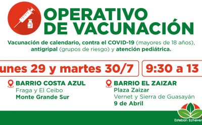AVANZAN LOS OPERATIVOS GRATUITOS DE VACUNACIÓN EN ESTEBAN ECHEVERRÍA
