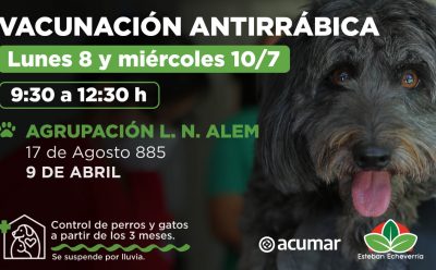 NUEVOS OPERATIVOS DE VACUNACIÓN ANTIRRÁBICA Y DESPARASITACIÓN PARA PERROS Y GATOS MAYORES DE TRES MESES