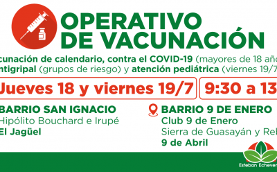CONTINÚAN LOS OPERATIVOS GRATUITOS DE VACUNACIÓN EN EL DISTRITO