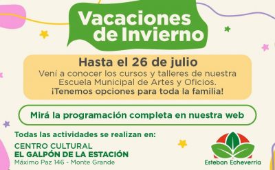 VACACIONES DE INVIERNO: EL MUNICIPIO CONTINÚA CON TALLERES Y CURSOS GRATUITOS PARA TODA LA FAMILIA