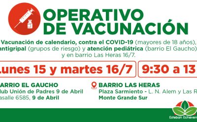 AVANZAN LOS OPERATIVOS GRATUITOS DE VACUNACIÓN EN ESTEBAN ECHEVERRÍA