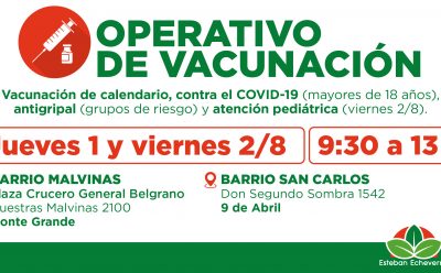 CONTINÚAN LOS OPERATIVOS GRATUITOS DE VACUNACIÓN EN EL DISTRITO