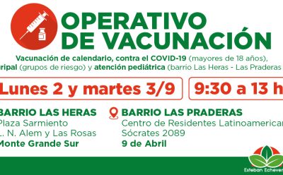 AVANZAN LOS OPERATIVOS GRATUITOS DE VACUNACIÓN EN ESTEBAN ECHEVERRÍA