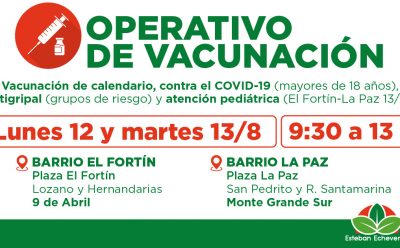 AVANZAN LOS OPERATIVOS GRATUITOS DE VACUNACIÓN EN ESTEBAN ECHEVERRÍA