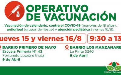 CONTINÚAN LOS OPERATIVOS GRATUITOS DE VACUNACIÓN EN EL DISTRITO