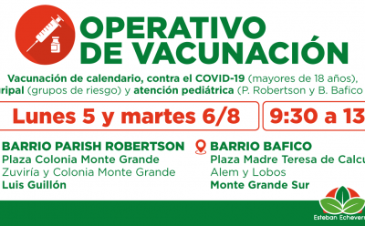 AVANZAN LOS OPERATIVOS GRATUITOS DE VACUNACIÓN EN ESTEBAN ECHEVERRÍA