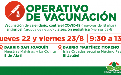 CONTINÚAN LOS OPERATIVOS GRATUITOS DE VACUNACIÓN EN EL DISTRITO