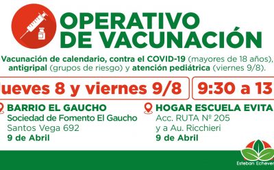 CONTINÚAN LOS OPERATIVOS GRATUITOS DE VACUNACIÓN EN EL DISTRITO