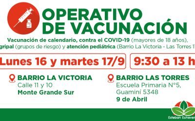 AVANZAN LOS OPERATIVOS GRATUITOS DE VACUNACIÓN EN ESTEBAN ECHEVERRÍA