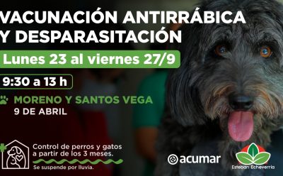 JORNADAS DE VACUNACIÓN ANTIRRÁBICA Y DESPARASITACIÓN EN 9 DE ABRIL