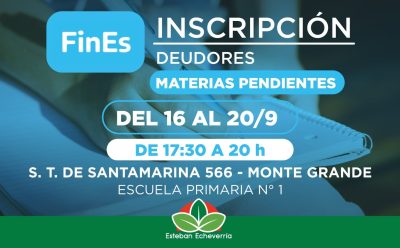 PLAN FINES 2024 EN ESTEBAN ECHEVERRÍA:INSCRIPCIÓN POR MATERIAS ADEUDADAS