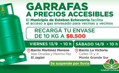 NUEVOS OPERATIVOS DE RECARGA DE GARRAFAS A PRECIOS ACCESIBLES EN EL JAGÜEL Y MONTE GRANDE SUR