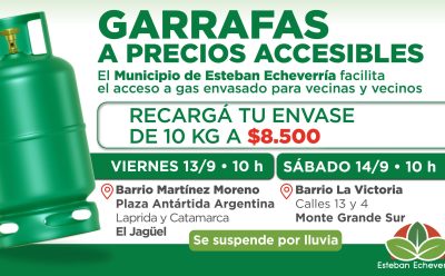 NUEVOS OPERATIVOS DE RECARGA DE GARRAFAS A PRECIOS ACCESIBLES EN EL JAGÜEL Y MONTE GRANDE SUR