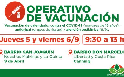 CONTINÚAN LOS OPERATIVOS GRATUITOS DE VACUNACIÓN EN EL DISTRITO