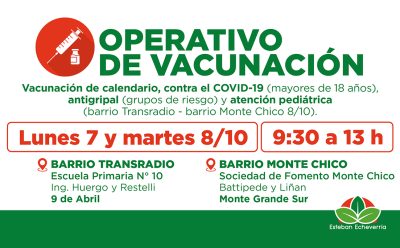 AVANZAN LOS OPERATIVOS GRATUITOS DE VACUNACIÓN EN ESTEBAN ECHEVERRÍA