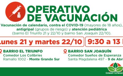 AVANZAN LOS OPERATIVOS GRATUITOS DE VACUNACIÓN EN ESTEBAN ECHEVERRÍA