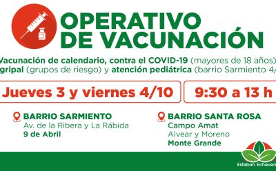 NUEVOS OPERATIVOS GRATUITOS DE VACUNACIÓN EN ESTEBAN ECHEVERRÍA