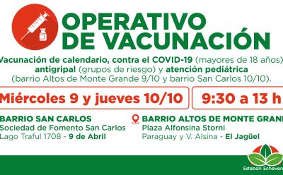 NUEVOS OPERATIVOS GRATUITOS DE VACUNACIÓN EN ESTEBAN ECHEVERRÍA
