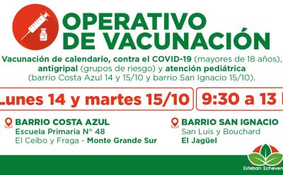AVANZAN LOS OPERATIVOS GRATUITOS DE VACUNACIÓN EN ESTEBAN ECHEVERRÍA
