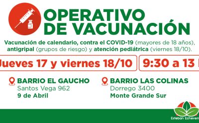NUEVOS OPERATIVOS GRATUITOS DE VACUNACIÓN EN ESTEBAN ECHEVERRÍA