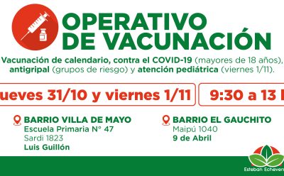 NUEVOS OPERATIVOS GRATUITOS DE VACUNACIÓN EN ESTEBAN ECHEVERRÍA