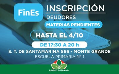 PLAN FINES 2024 EN ESTEBAN ECHEVERRÍA: INSCRIPCIÓN POR MATERIAS ADEUDADAS