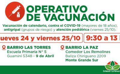 NUEVOS OPERATIVOS GRATUITOS DE VACUNACIÓN EN ESTEBAN ECHEVERRÍA