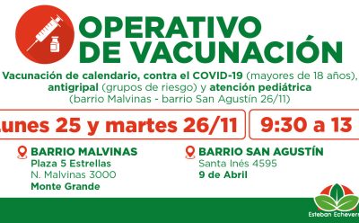 AVANZAN LOS OPERATIVOS GRATUITOS DE VACUNACIÓN EN ESTEBAN ECHEVERRÍA