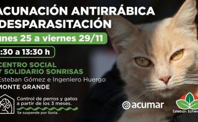 JORNADAS DE VACUNACIÓN ANTIRRÁBICA Y DESPARASITACIÓN EN MONTE GRANDE