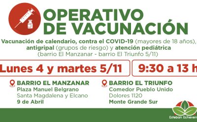 AVANZAN LOS OPERATIVOS GRATUITOS DE VACUNACIÓN EN ESTEBAN ECHEVERRÍA