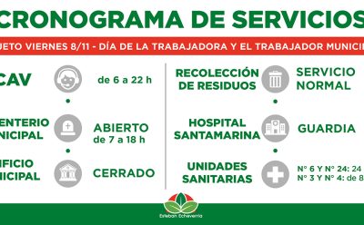 CRONOGRAMA DE SERVICIOS MUNICIPALES DURANTE EL ASUETO ADMINISTRATIVO DEL PRÓXIMO VIERNES