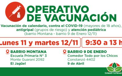 AVANZAN LOS OPERATIVOS GRATUITOS DE VACUNACIÓN EN ESTEBAN ECHEVERRÍA