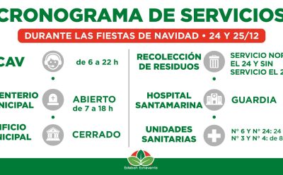 CRONOGRAMA DE SERVICIOS MUNICIPALES DURANTE LAS FIESTAS DE NAVIDAD