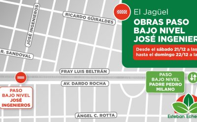 CIERRE DEL PASO BAJO NIVEL DE ALTOS DE MONTE GRANDE POR TAREAS DE MANTENIMIENTO