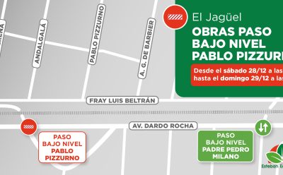 CIERRE DEL PASO BAJO NIVEL DE PABLO PIZZURNO POR TAREAS DE MANTENIMIENTO